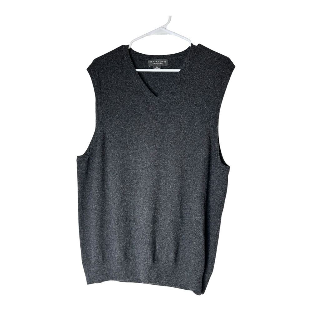 Men's Store Bloomingdale's Men XL Gray Knit Sweater Vest 100% Cashmere Luxury